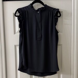 LOFT Charcoal Grey Ruffle Sleeve Blouse